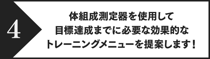 体組成測定器を使用して目標達成までに必要な効果的なトレーニングメニューを提案します！